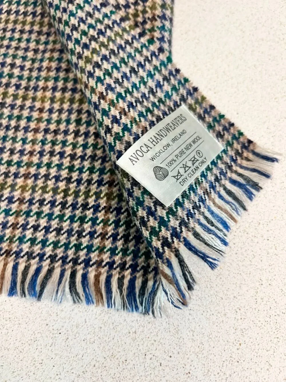 Avoca Handweavers Irish 100% Pure New Wool Houndstooth Scarf 60” x 9.5”
